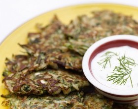 Zucchini Pancakes with Tzatziki Sauce